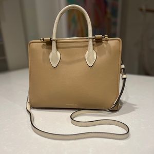 The Strathberry Midi Tote Two Tone Nude Bag with Crossbody